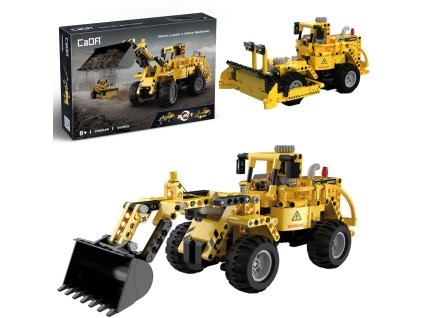 Cada C65004W cihly stavební vozidla set 2v1 nakladač a buldozer 693 prvků