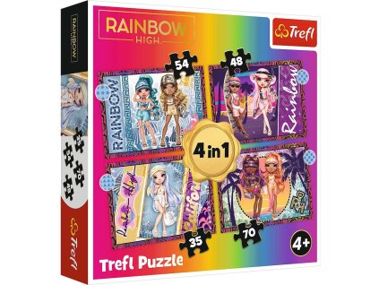 Puzzle 4v1 Módní panenky Rainbow High 207 dílků