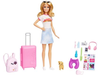 Klasická sada panenky Barbie Malibu na cesty + příslušenství