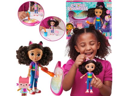 Gábinin kouzelný domek Kočka a tektotron set panenka 20 cm umělecké studio Gabby's Dollhouse