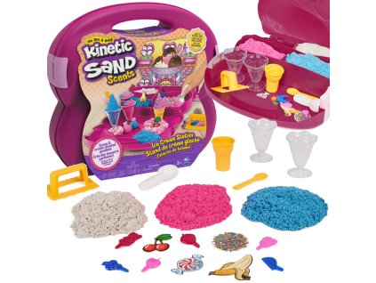 Kinetic Sand Scents Kufřík Zmrzlinový salón sada vonný kinetický písek + příslušenství