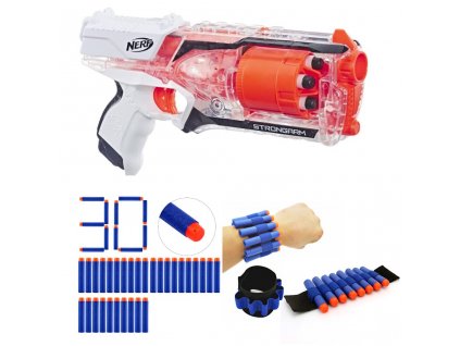 Nerf N-Strike Elite Strongarm Transparent E5753 + 30 šípů + náramek na ruku