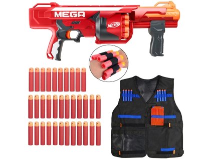 Nerf N-Strike Mega Rotofury B1269 + 24 MEGA šípů + MEGA pásek na šípy + vesta