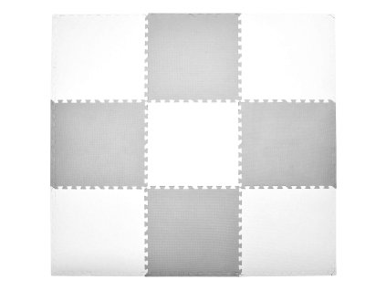 Humbi Velká vzdělávací podložka Tlusté pěnové puzzle 180 x 180 x 1 cm XXL 9 dílků 62 x 62 x 1 cm Barva bílá a šedá bílo-šedá