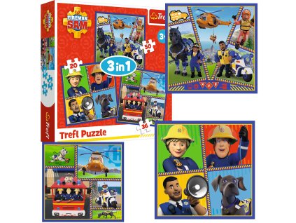 Trefl Puzzle 3v1 Hasič Sam v akci 106 prvků