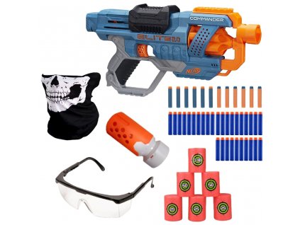 Nerf Elite 2.0 Commander RD-6 E9485 + tlumič hlavně + terče + brýle + šátek + 30 šípů