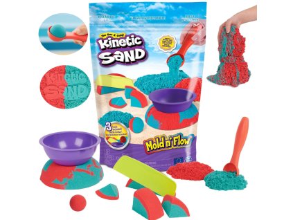 Kinetic Sand Mold 'n Flow 2 barvy + 3 doplňky