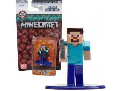 Minecraft kovová sběratelská figurka Steve s Iron Sword Nano Metalfigs 4 cm Jada