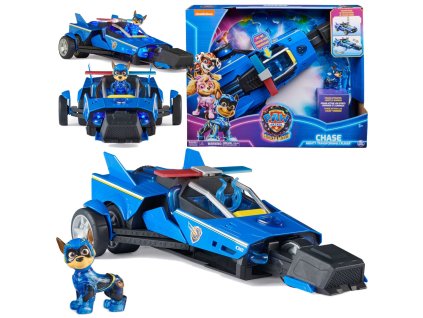Zvuk světla PAW Patrol The Movie 2 Figure Chase Blue Vehicle Police Car Interactive Car Deluxe