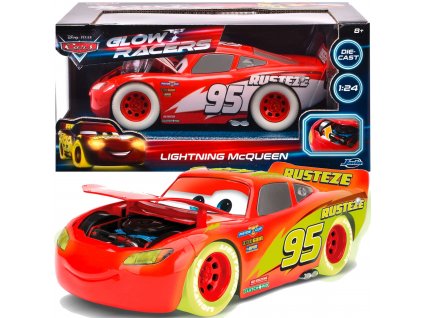 Kovové auto Disney Cars Cars zářící ve tmě 1:24 Blesk McQueen