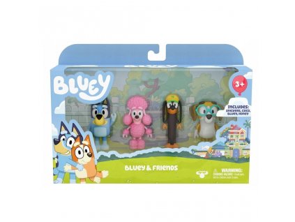 Bluey Sada Friends a čtyři figurky Bluey, Snickers, Coco a Honey 130148