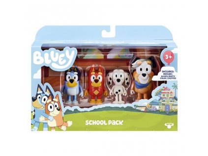 Bluey Sada Školní sada a čtyři figurky Bluey, Rusty, Chloe, Calypso 130520