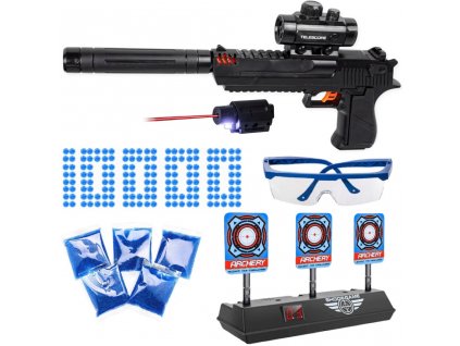 Automatická černá pistole Glock QML 226 s gelovými kuličkami + elektronický terč