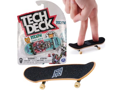 Hmatník skateboard Tech Deck Meow Bia³ Kot + samolepky