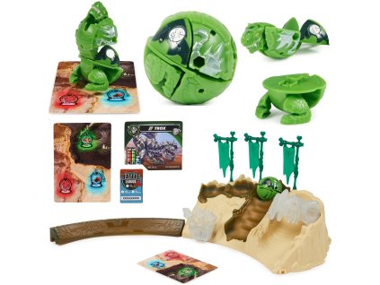 Tréninková sada Bakugan + figurka klanu Titanium Trox Dino Zelená strategická hra