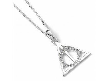 Stříbrný náhrdelník Harry Potter - Relikvie smrti s krystaly