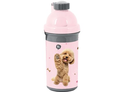 Paso School Bidon šedorůžový se psem 550ml