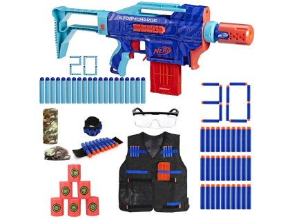 Nerf Elite 2.0 Stormcharge Wild Edition F7376 + 30 waflových šípů + vesta + páska na ruku + terče + šátek Moro + brýle
