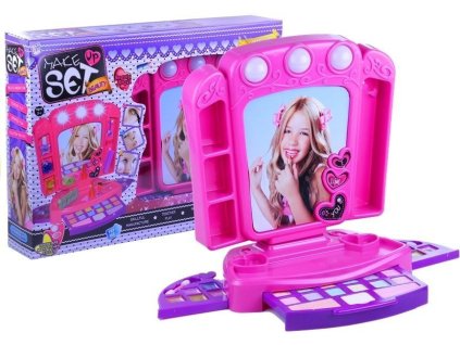 Toaletní stolek s doplňky a světly Růžová