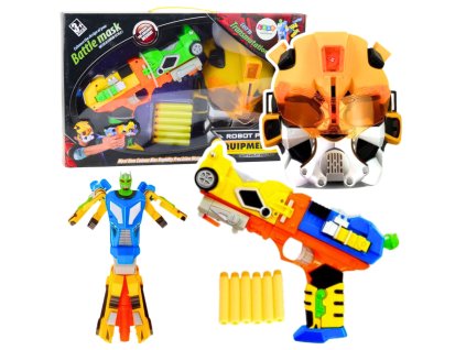 Robotická pistole s pěnovou šipkou a maskou