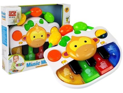 Piano s opičkou pro miminko. Zvuk a světlo