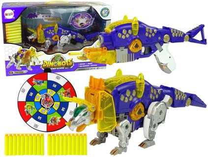 Dinoboti 2 v 1 Dinosauří brokovnice Purple Triceratops Shield