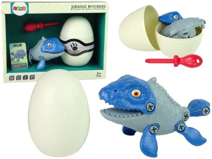 Sada Dinosaur Mosasaur s vajíčkem DIY šroubovák modrý