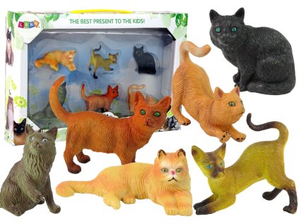 Sada 6 figurek Domácí kočky různých plemen