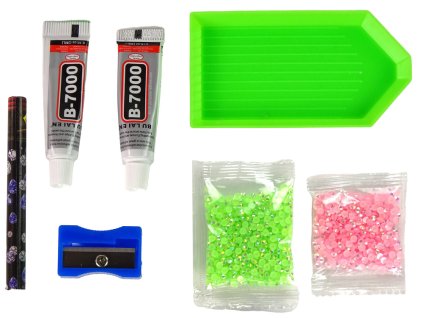 DIY diamantová kreativní sada 3D klíčenka s flitry ze zelených sobích krystalů