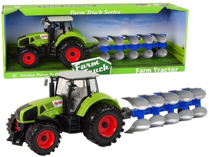 Traktor S Třecím Pohon Zelený Pluh