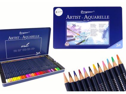 Sada 36 kovových nádob na akvarelové tužky