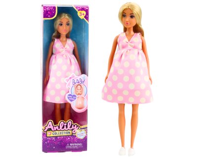 Dětská panenka Anlily Princess dlouhé tmavé vlasy žluté šaty