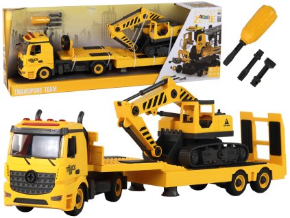 Skládací odtahový vůz s pásovým bagrem Sound Light DIY Yellow