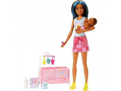 Barbie Skipper Chůva a dítě s postýlkou HJY34