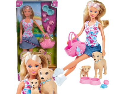 Panenka Simba Steffi na procházce se psy