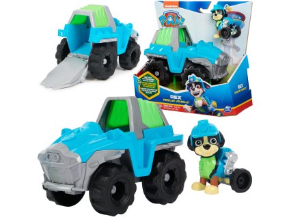 Sada Paw Patrol 2v1 Rex: vozidlo, auto, autíčko + figurka ekologického psa