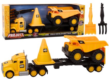 Sada stavebních strojů Truck Dump Truck Movable Yellow