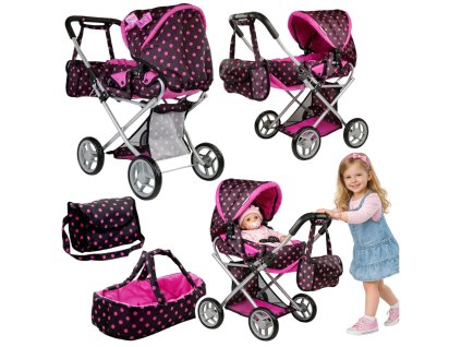 Taška na kočárek pro panenky Alice Black-Pink