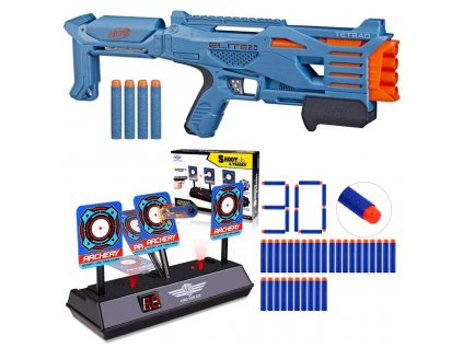 Nerf Elite 2.0 Tetrad QS-4 F5026 + elektronický terč + 30 šipek