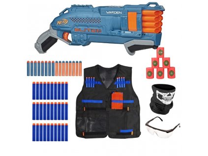 Nerf Elite 2.0 Warden DB-8 Blaster E9959 + terče + vesta + brýle + Bandana + 30 šipek