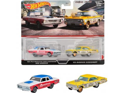 Hot Wheels Sada 2 angličáků '63 Playmouth Belvedere 426 Wedge a '65 Dodge Coronet HBL96-HKF56