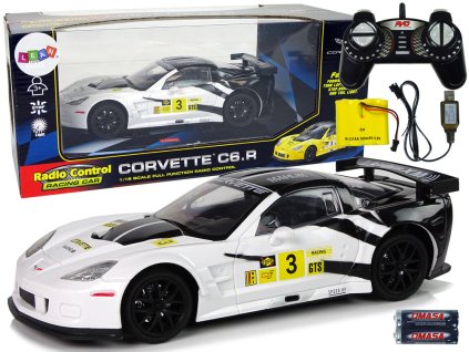 Závodní sportovní auto R/C 1:18 Corvette C6.R White 2.4 G Lights