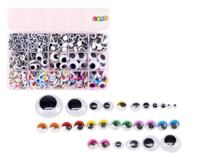 Sada samolepicích oček Pohyblivý barevný organizér 750 ks.