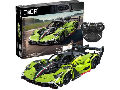 Stavebnice CaDA Dálkově ovládané závodní auto RC sportovní zelené vozidlo Phantom Wing 395 dílků