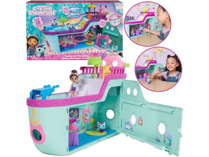 Gábinin kouzelný domek House set Figurka mořské panny kočky Panenka Mermaid Gabi + 18 doplňků Gabby's Dollhouse