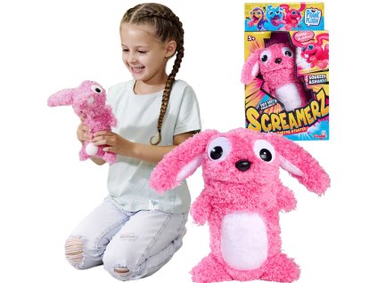 ScreamerZ Interaktivní maskot 30 cm Růžový králíček se zvukem