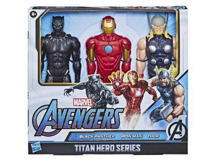 Marvel Titan Hero Series Avengers Sada 3 Figurek Black Panther, Iron Man a Thor F5291