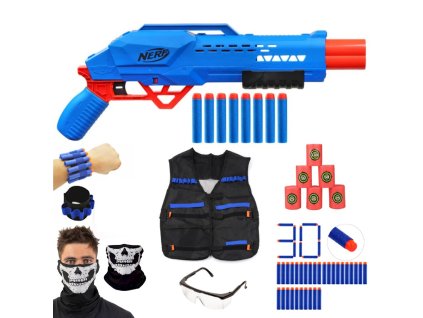 Nerf Alpha Strike Big Cat DB-2 F2463 + 30 šípů + páska na ruku + terče + vesta + šátek + brýle