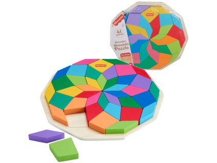 Barevná mandala dřevěná skládačka osmiúhelník puzzle 41 dílků