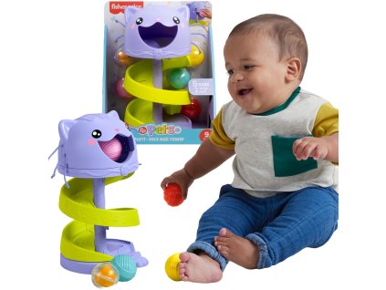 Mňoukací věž s míčky ve tvaru kotěte se skluzavkou